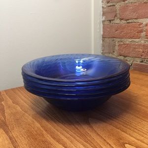 Vintage Pyrex Set of 5 Blue Festiva Cereal Bowls